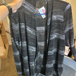 Black and Gray Knit Cardigan woman Large